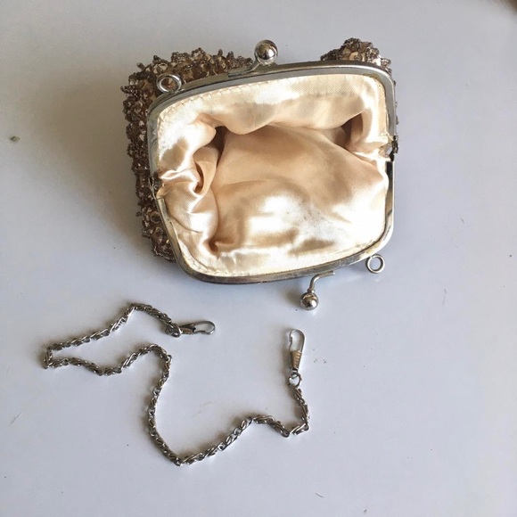 Champagne Sequined and Beaded Clutch - PLEASE COMMENT BEFORE BUYING - Picture 2 of 4